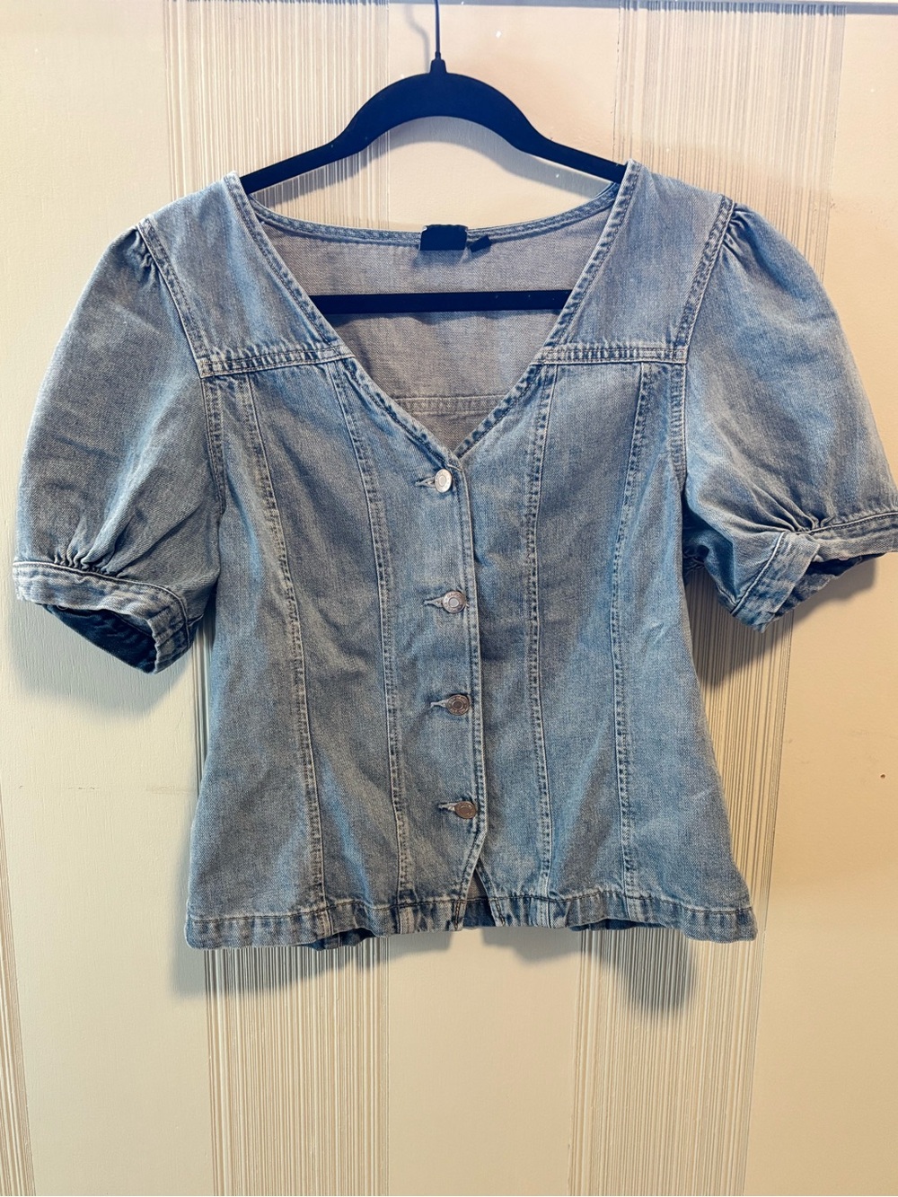 GAP Light Blue Denim Collar Top